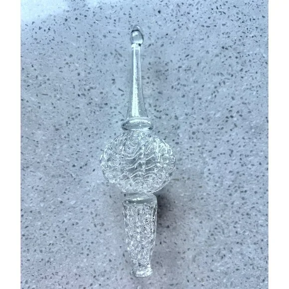 Set Of 2 Iridescent Spun Glass Spire & Glass Teardrop Ornaments Glitter Accents - Picture 11 of 11